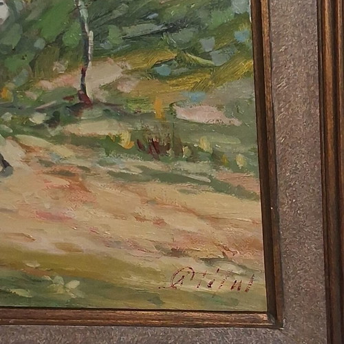Greek Landscape Oil Painting on Canvas with Donkey Figure like new