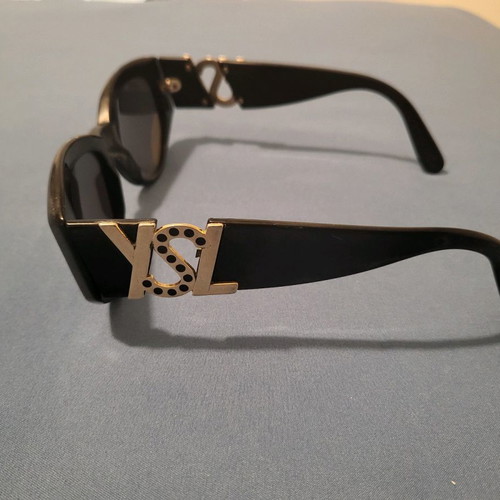Yves Saint Laurent sunglasses used, black with gold logo