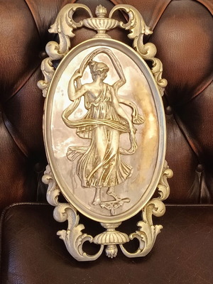 Brass Door Crest with Goddess Aphrodite, like new, 1910s