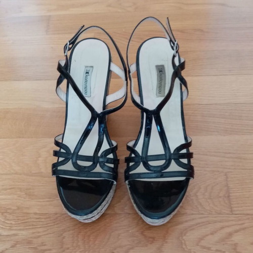 Kalogirou patent leather platform high-heeled sandals used size 41 black