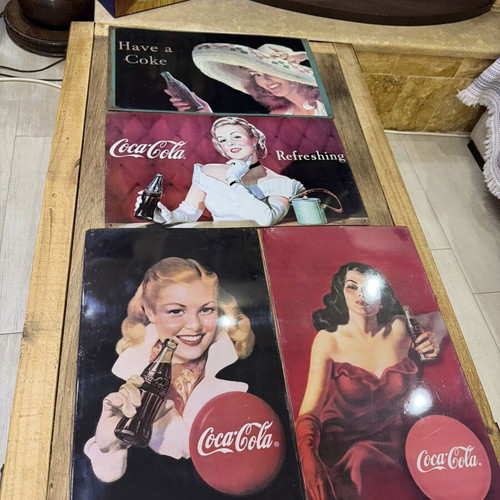 Coca Cola old metal signs used, set of 4, 30x50 cm