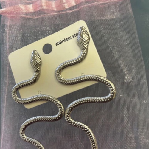 S.steel snake earrings new, silver color