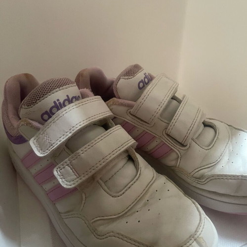 Adidas kids' sneakers size 32 used, white with pink details