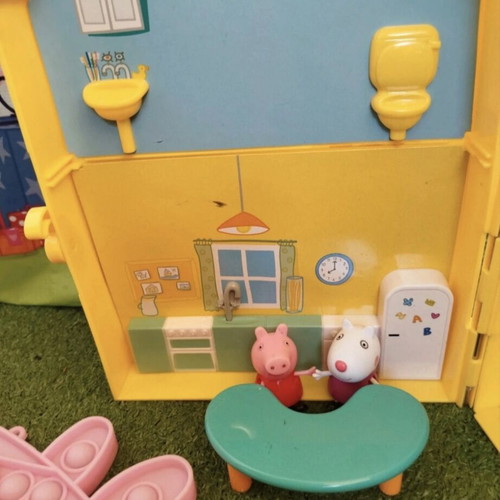 Peppa Pig set used with fidget, figures, bag and playhouse