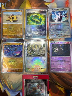 Pokemon cards 6 bundle like new, reverse holo, poke ball, prismatic evolutions