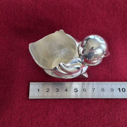 Silver-Plated Egg Cup used, vintage stylized bird design
