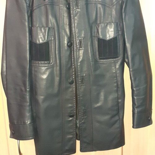 Leather jacket used size 44 dark blue