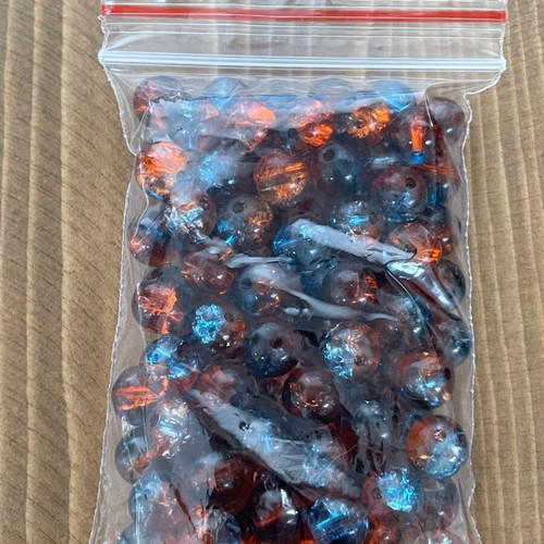 Glass crackle beads like new, pack of 4 bags