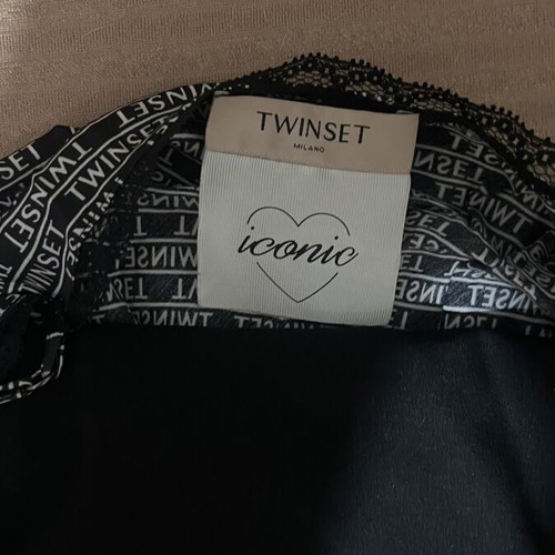 Twinset Milano Iconic dress with logo print and fine lace, used