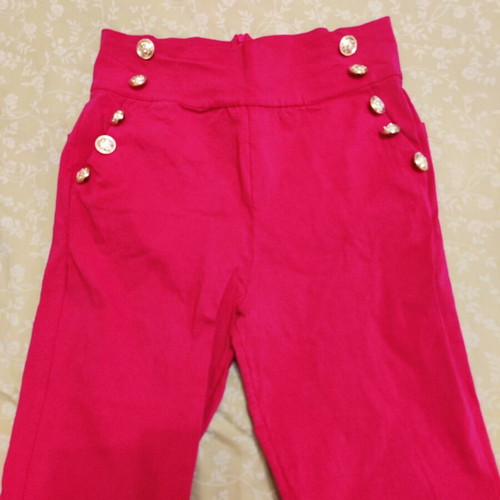 Pink leggings with buttons, size L