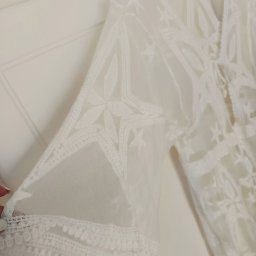 Maxi transparent beach dress white with star pattern, new, one size
