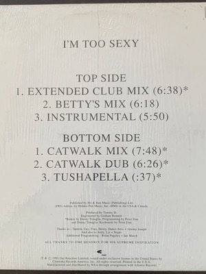 Right Said Fred I'm Too Sexy LP μεταχειρισμένο, πρώτη κυκλοφορία 1991