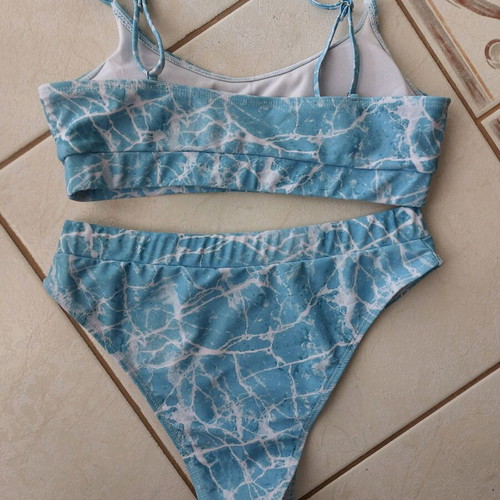 Shein women's bikini set like new, white and turquoise, size M