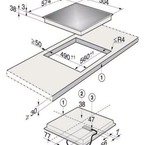 Miele ceramic hob used, autonomous, 57.4x50.4cm with lock function