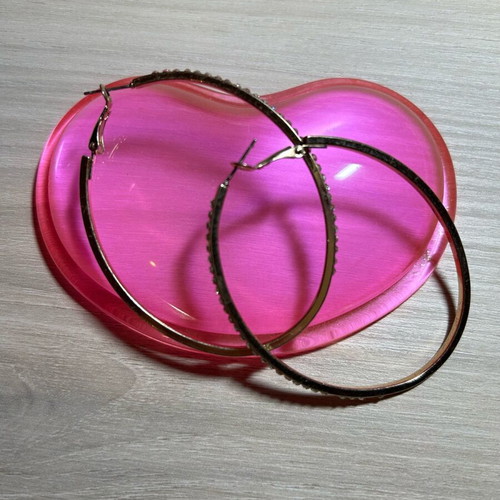 Gold hoop earrings with rhinestones like new