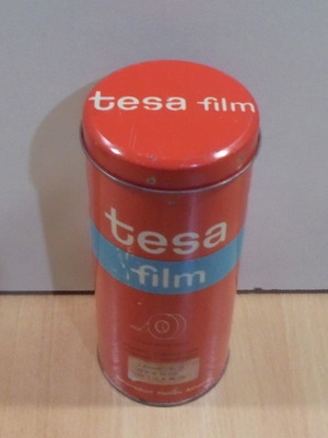 Tesa Film old promotional tin tape box used