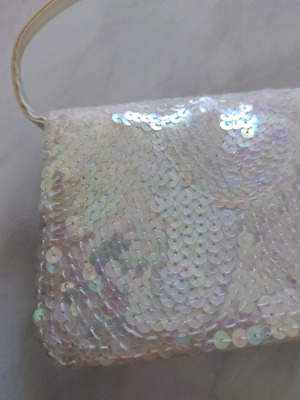 White sequin handbag new