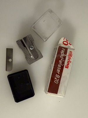 Eraser and sharpener used, set of two pieces