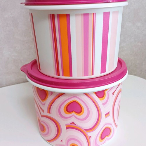 Tupperware 2 Valentine's canisters new
