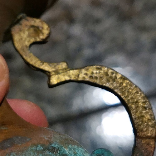 Small brass candle holder-incense burner used with authentic patina