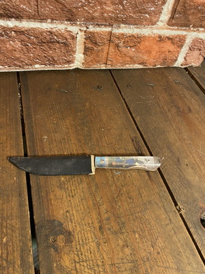 Old Cretan knife with mantinada used, with sheath, 16.5 cm