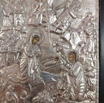 Silver icon The Nativity of Christ 950° like new with wooden frame 22×16