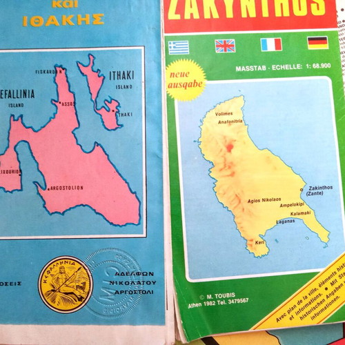 Old maps of Greece used, set of 15 vintage