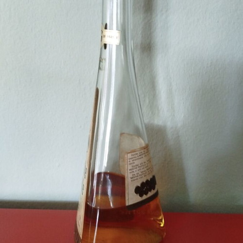 Giffard Menthe Pastille liqueur bottle used, triangular glass shape