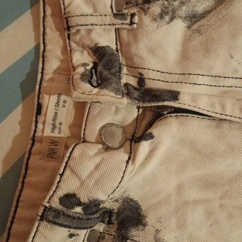 Pink Woman high-waisted women's denim shorts like new, white