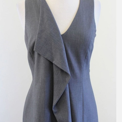 Calvin Klein dress gray size 12 like new with V-neck and ruffle
