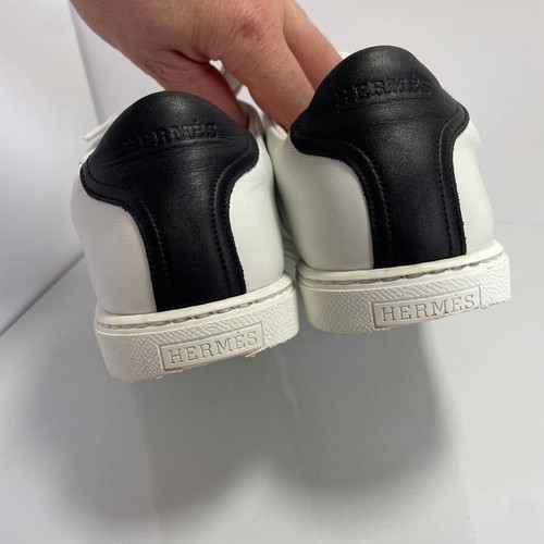 Hermes leather sneakers used, size 40, white