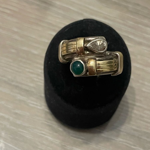 Silver gold ring 925 750 used, size 56