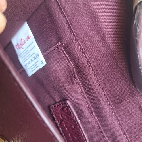 Valtiva clutch shoulder bag like new, burgundy saffiano texture
