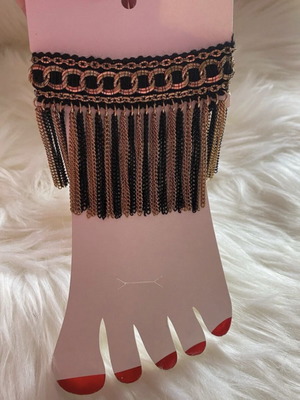 Foot anklet new, black and gold