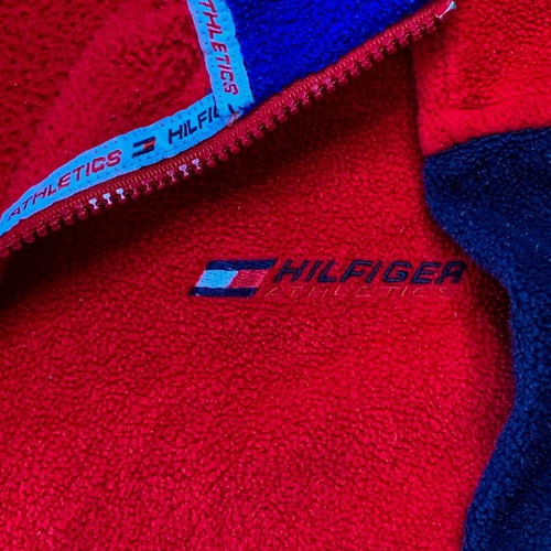 Tommy Hilfiger Athletics fleece quarter zip, red and blue, size L