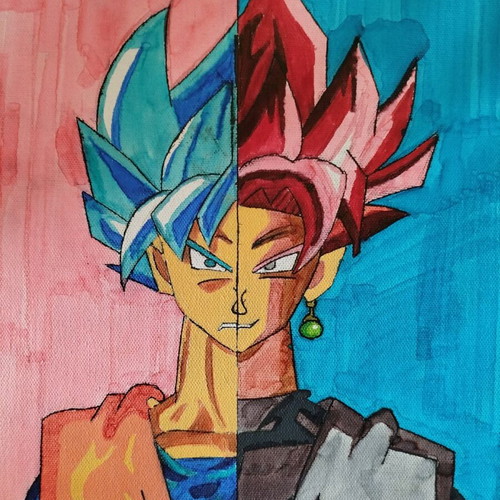 Goku & Black Goku painting on canvas 20×30 made to order