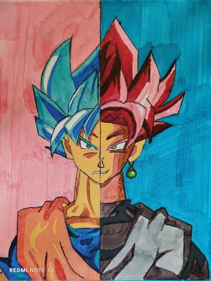 Goku & Black Goku painting on canvas 20×30 made to order