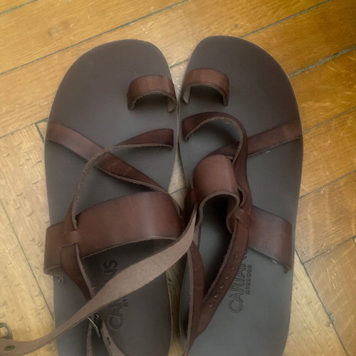Leather men's sandals size 45 new, brown