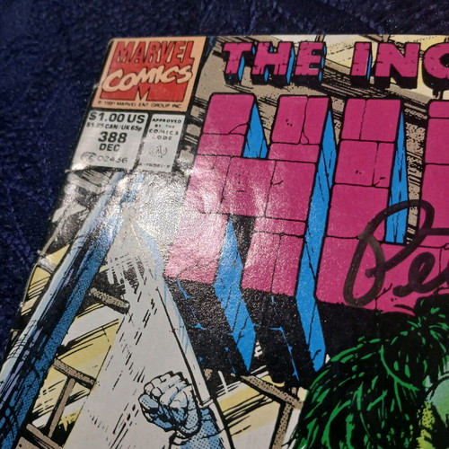 Incredible Hulk #388 used with Peter David signature