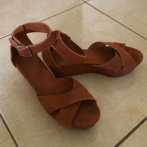 Oysho women's shoes used, size 37, terracotta platform heels