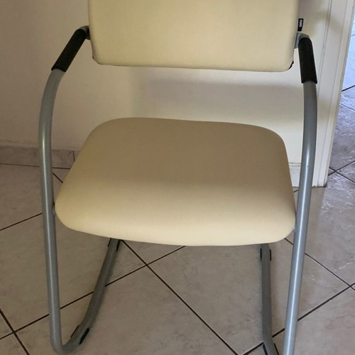SATO collaboration chairs Club model new, leather, beige, pack of 6