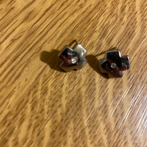 Folli Follie cross stud earrings used, silver