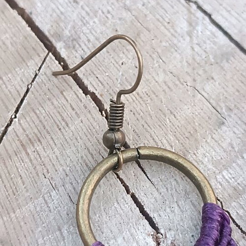 Macrame earrings with genuine green aventurine semi-precious stone new