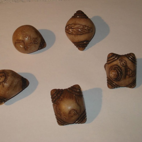 Chumpi carved natural stone used, set of 5 from Peru for ceremonies