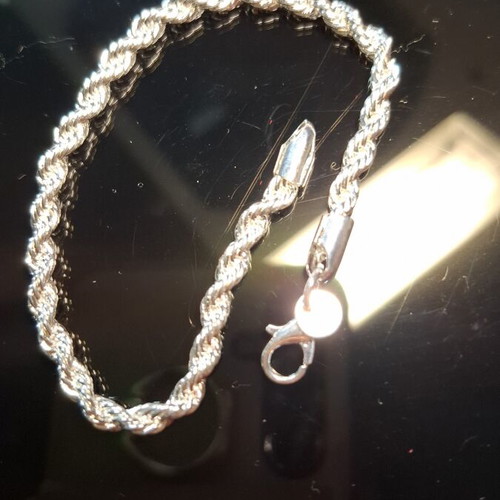 Silver 925 bracelet with twisted rope design and lobster clasp, new