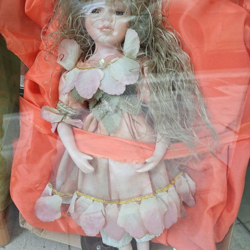 Porcelain fairy doll new, 35 cm with wooden base