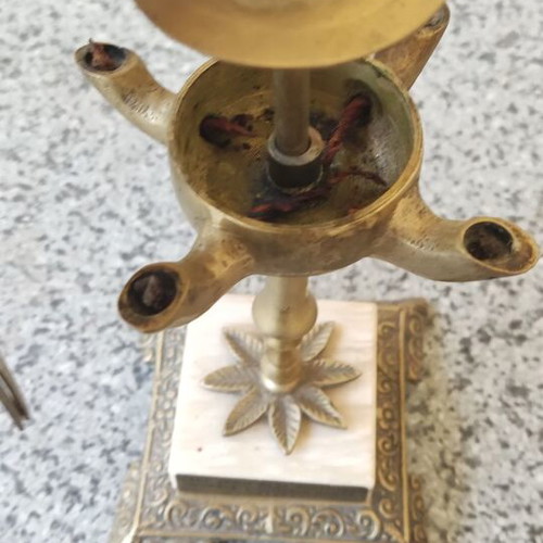 Lamp set of 4 like new from Pentelic marble and brass