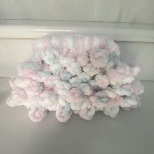 Handmade Puffy Pop Corn Bag like new, white and pink