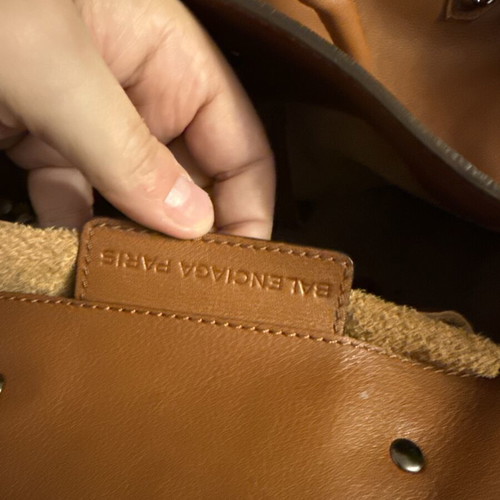 Balenciaga Paris leather tote shoulder bag, tan