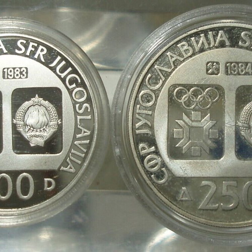 Yugoslavia Winter Olympics 1984 Coins set of 2 silver, new condition